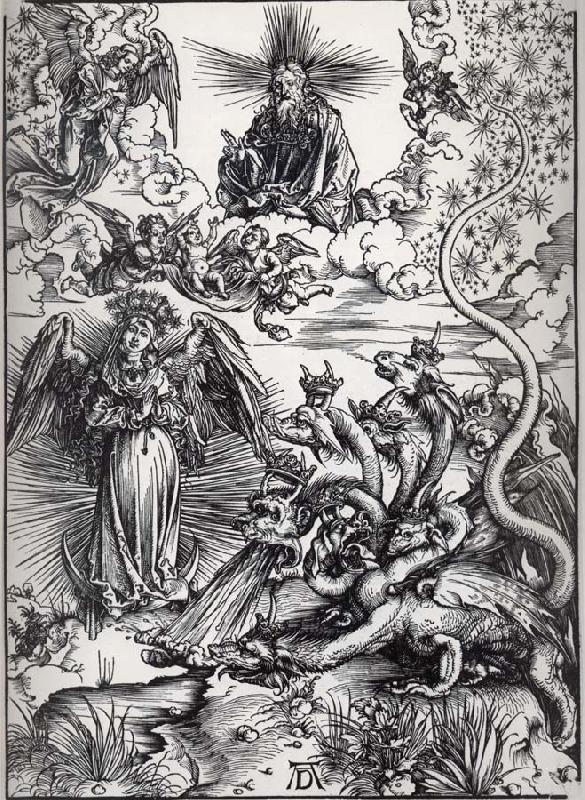 Albrecht Durer The Apocalyptic woman and the seven-Headed Dragon oil painting image